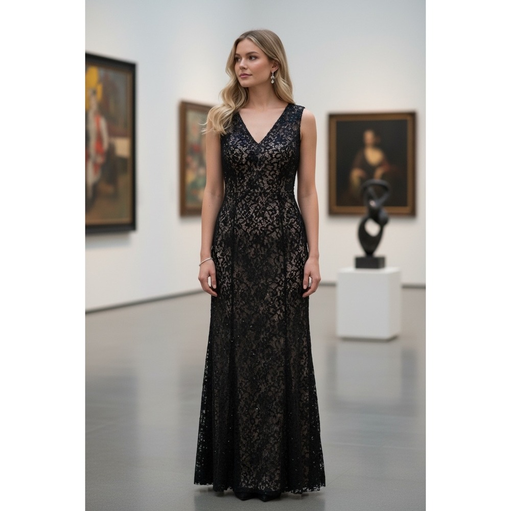 Elegant Black Lace Evening Dress